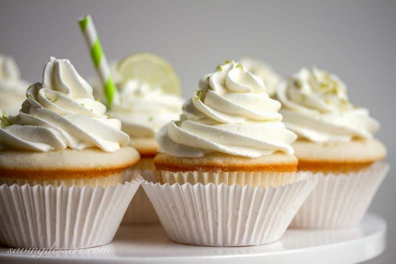 Tender white Lime Cupcakes with Swiss Lime Buttercream and just the right amount of zing from the lime juice www.savingdessert.com