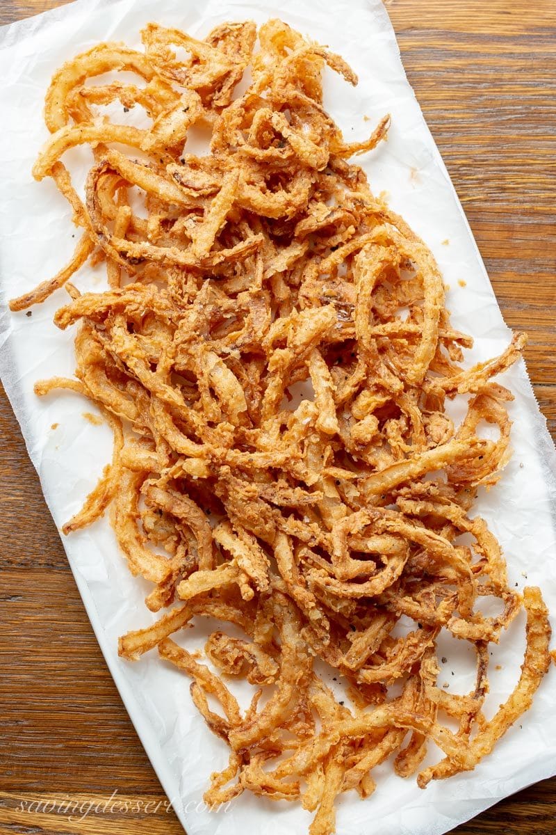 A platter of crispy fried onions