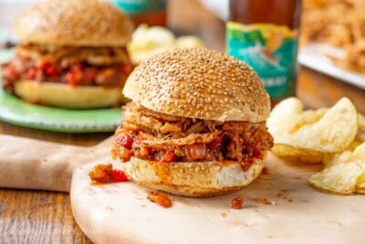 Sloppy Joes with Spicy Crispy Onions