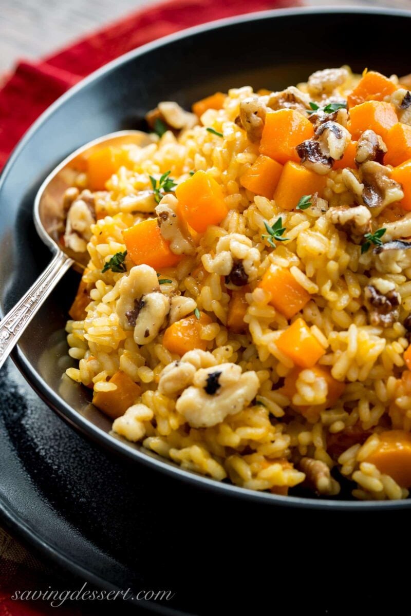 Butternut Squash Risotto with Sugared Walnuts