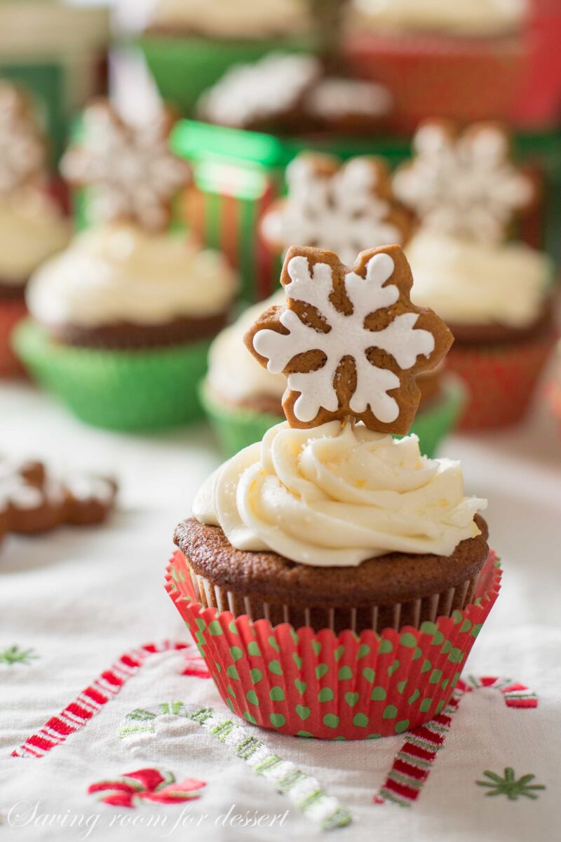 Gingerbread Cupcakes with lemon swirled icing