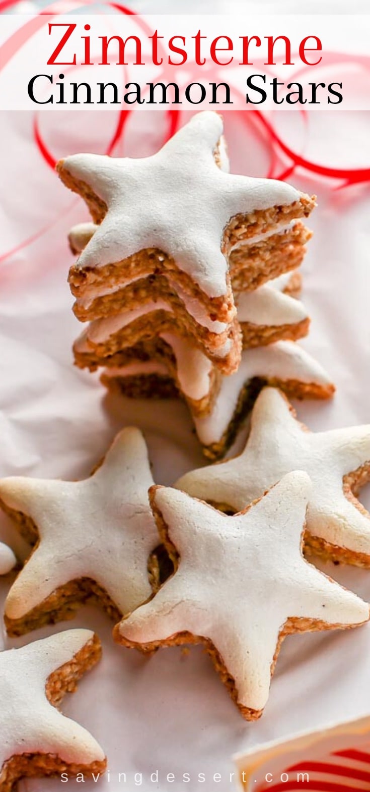 A stack of cinnamon star cookies also known as Zimtsterne
