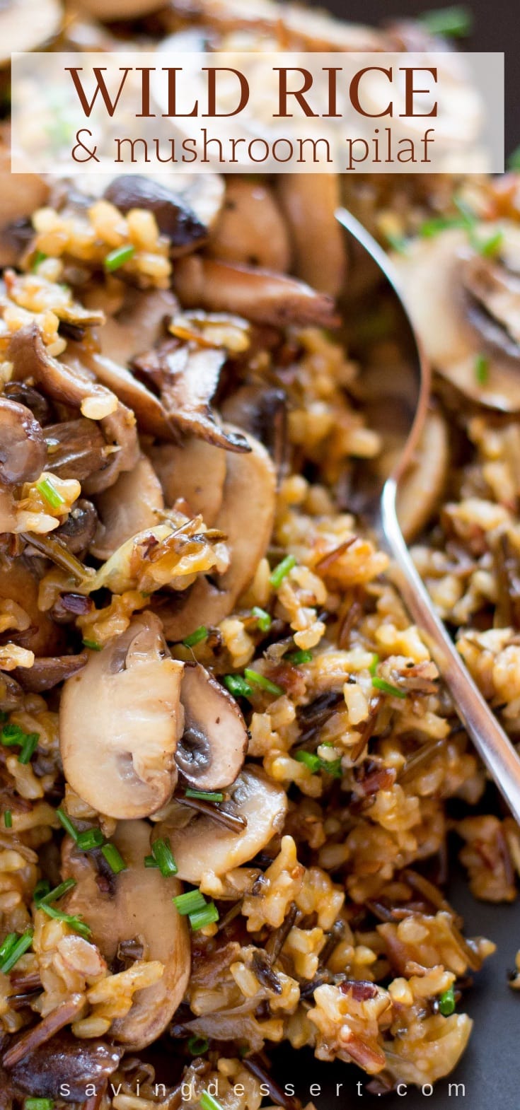 Wild Rice and Mushroom Pilaf -An easy and delicious make-ahead side dish loaded with a variety of mushrooms #wildrice #mushroom #ricepilaf #makeahead #sidedish #mushrooms #pilaf