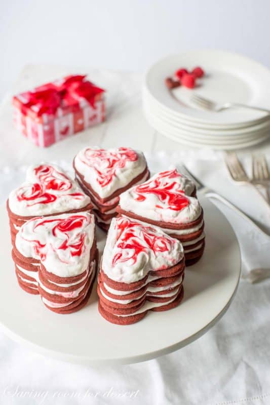 Raspberry & Chocolate Heart Cookie Stack Cakes