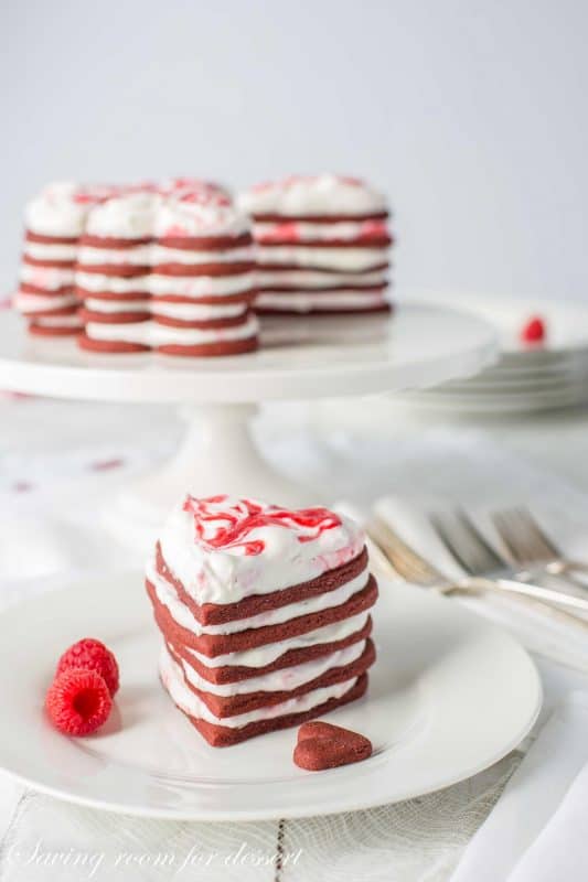 Raspberry Chocolate Heart Cookie Stack Cakes-7