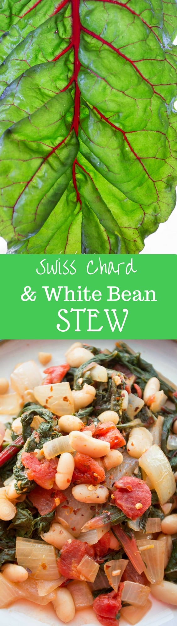 Swiss Chard & White Bean Stew with Onions & Tomatoes ~ packed with heart-healthy benefits, loads of vitamins and minerals, and tons of flavor.   www.savingdessert.com