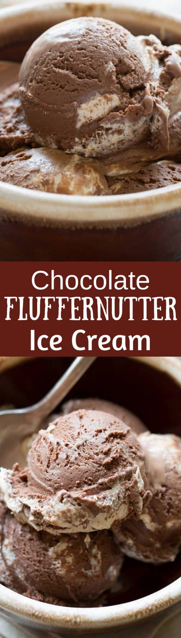 Chocolate Fluffernutter Ice Cream - Rich chocolate ice cream with a swirl of fluffernutter (peanut butter and marshmallow cream) - what a treat anytime of the year! www.savingdessert.com