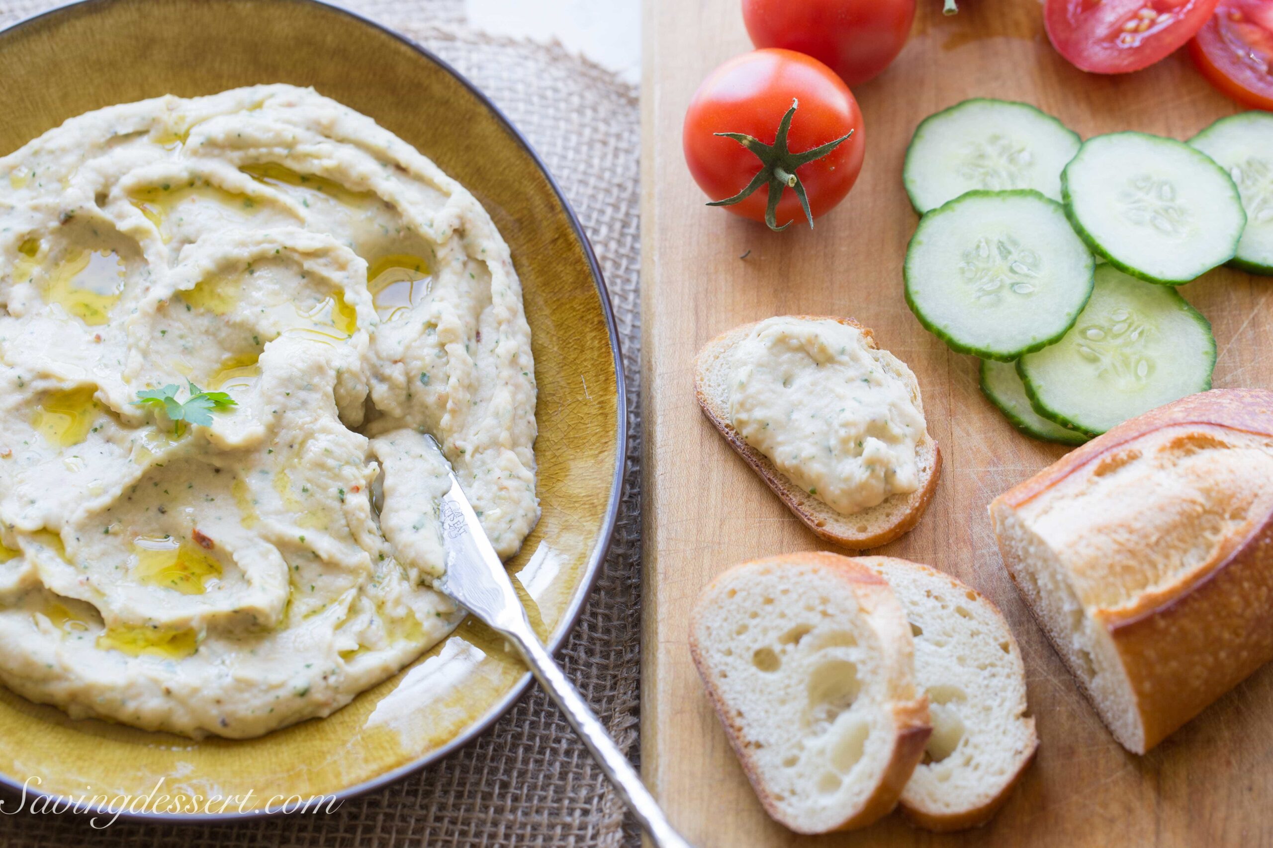 Roasted Garlic White Bean Dip Saving Room for Dessert