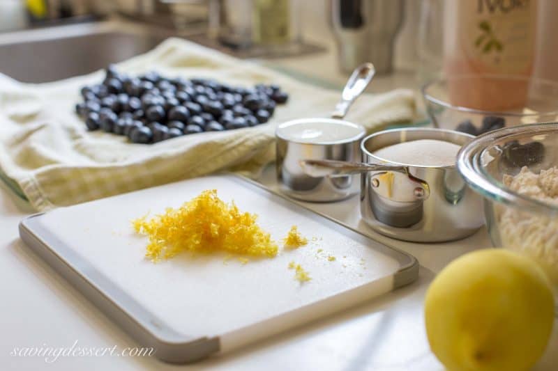 Lemon zest and fresh washed blueberries