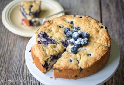 Blueberry Breakfast Cake - a deliciously moist and lightly sweet "coffee" cake bursting with fresh sweet blueberries