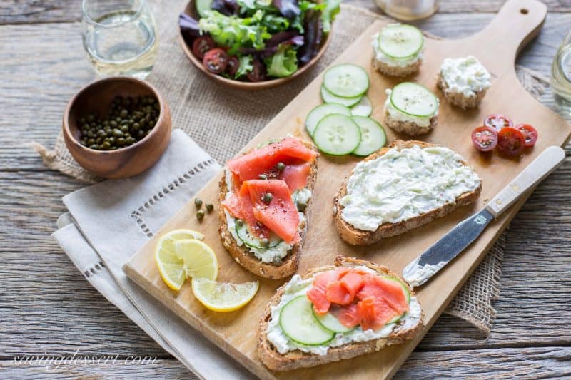 Smoked Salmon with Cucumber Cream Cheese - a wonderful easy appetizer everybody will love ~ from Saving Room for Dessert www.savingdessert.com