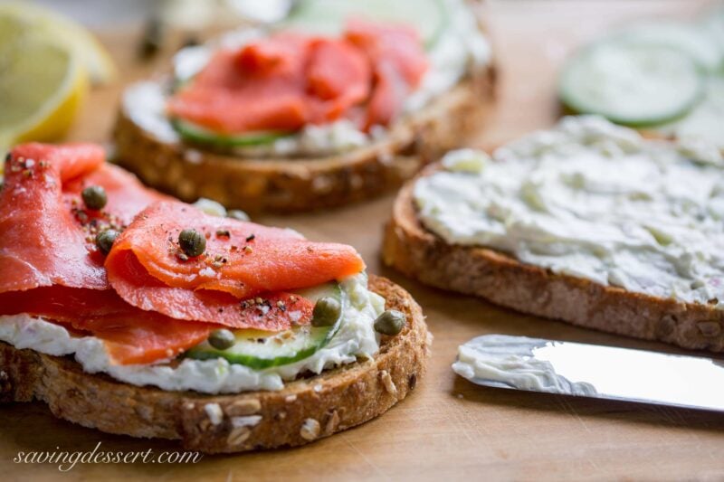 Smoked Salmon with Cucumber Cream Cheese - a wonderful easy appetizer everybody will love ~ from Saving Room for Dessert www.savingdessert.com