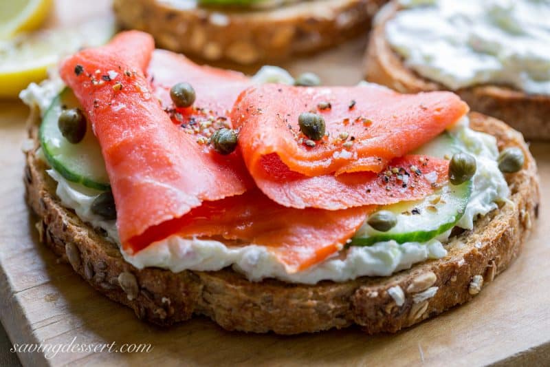 Smoked Salmon with Cucumber Cream Cheese - a wonderful easy appetizer everybody will love ~ from Saving Room for Dessert www.savingdessert.com