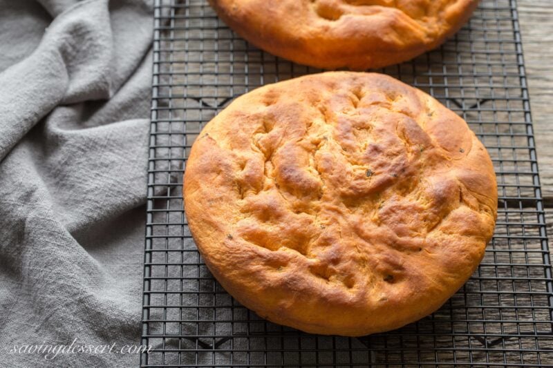 Mediterranean Sandwich on Tomato Basil Focaccia ~ from Saving Room for Dessert (www.savingdessert.com)