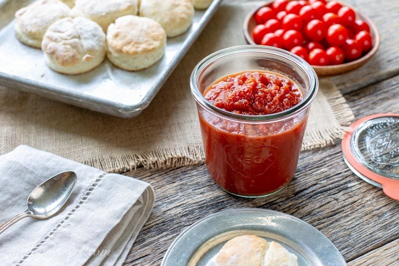spicy tomato jam and biscuits
