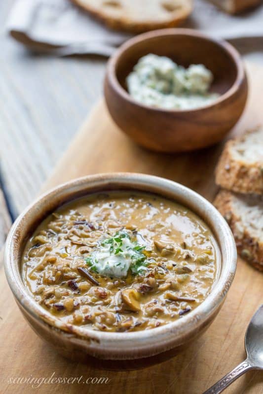 Mushroom Soup is simply the ticket for our rainy autumn days Wild Rice Mushroom Soup
