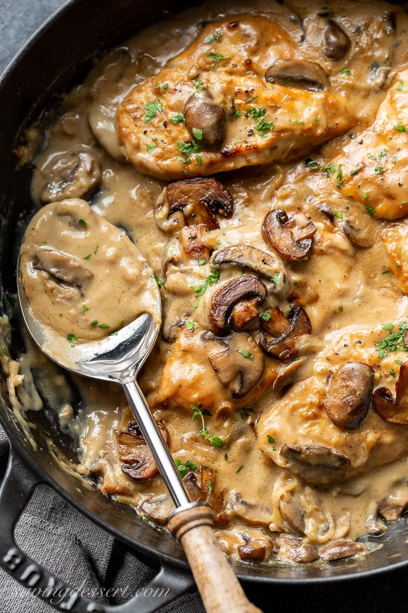 Skillet Chicken and Mushroom Wine Sauce-7 - Saving Room for Dessert