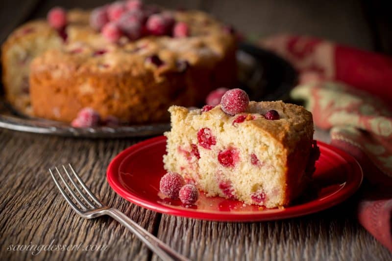 Cranberry Almond Breakfast Cake - perfect as a breakfast cake, a light dessert after lunch or an anytime snack cake.