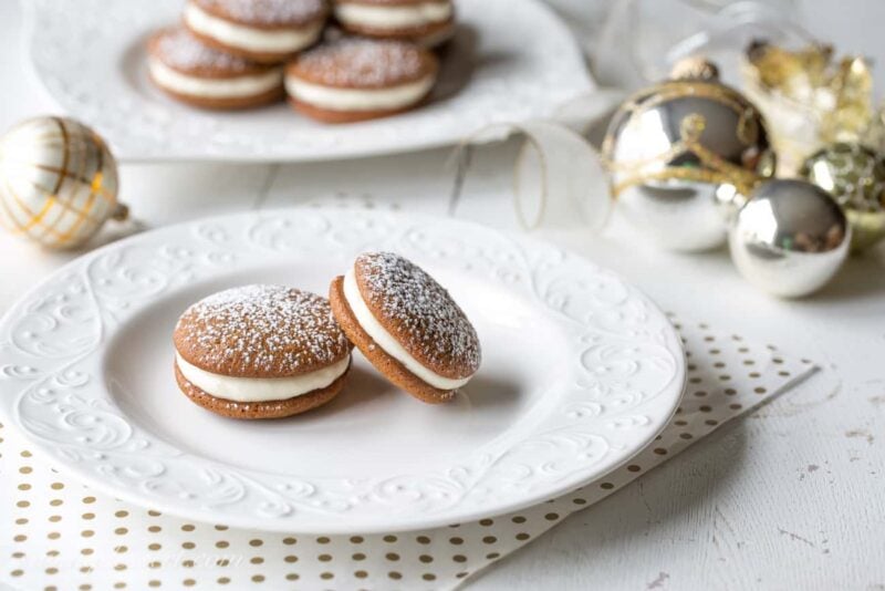 GIngerbread Whoopie Pies with Lemon Cream Cheese Filling