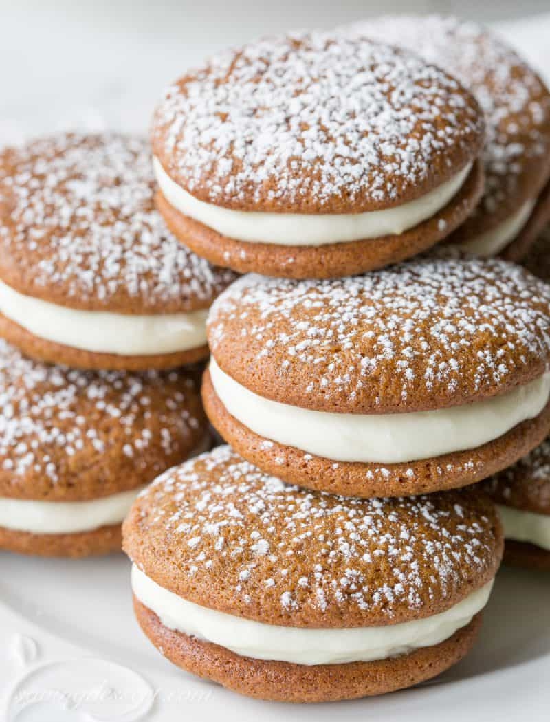 GIngerbread Whoopie Pies with Lemon Cream Cheese Filling