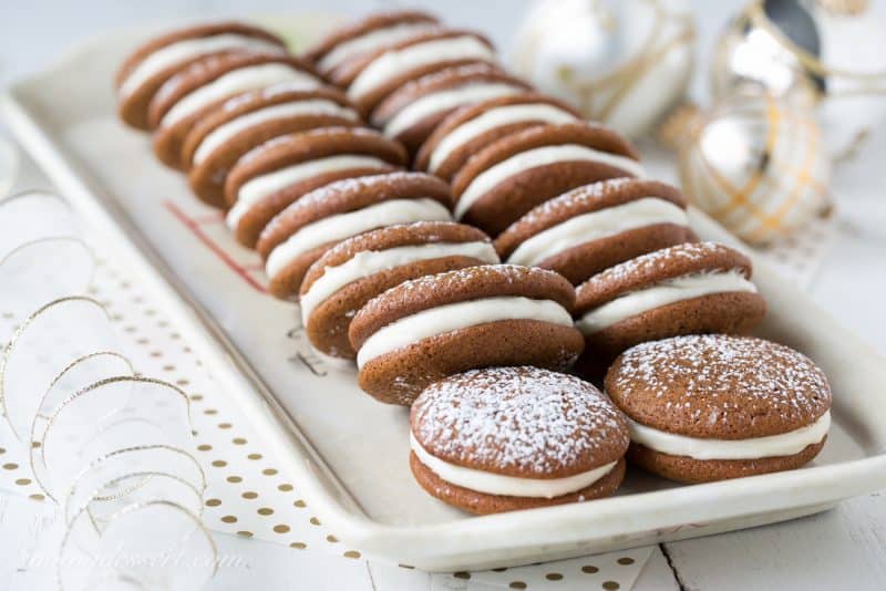 GIngerbread Whoopie Pies with Lemon Cream Cheese Filling