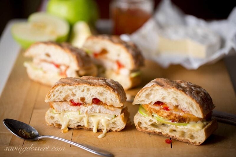 Turkey, Apple & Cheese Panini with Hot Pepper Jelly - great with leftover turkey from the holidays! www.savingdessert.com