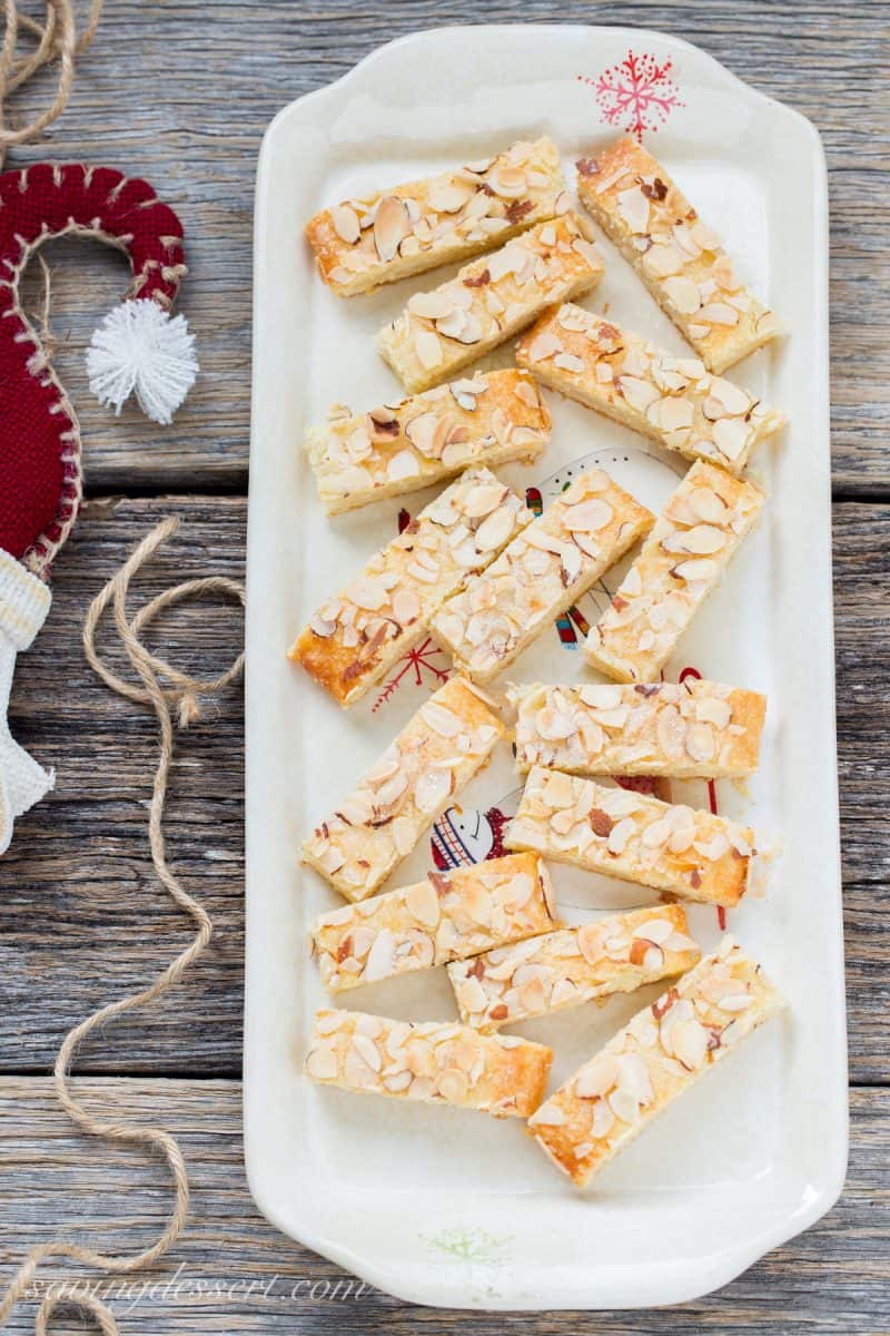 Almond butter sticks on a platter