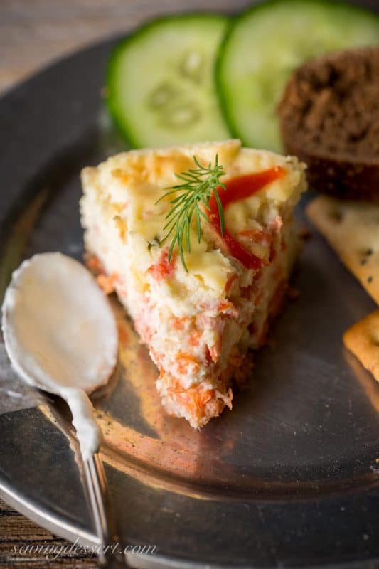 Savory Smoked Salmon Cheesecake with Horseradish-Lime Cream