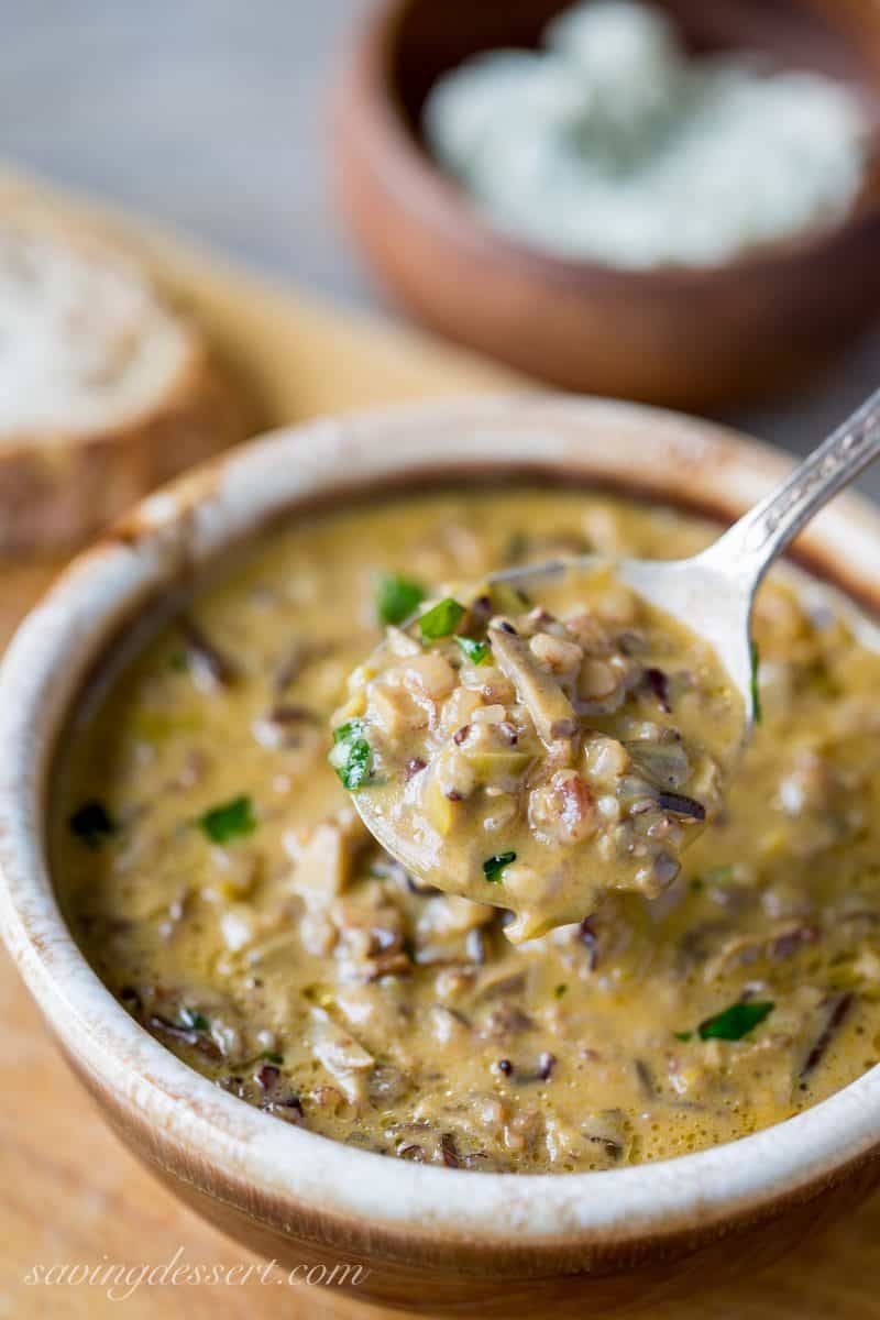 Wild rice and mushroom soup