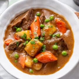 Guinness Beef Stew in a bowl.