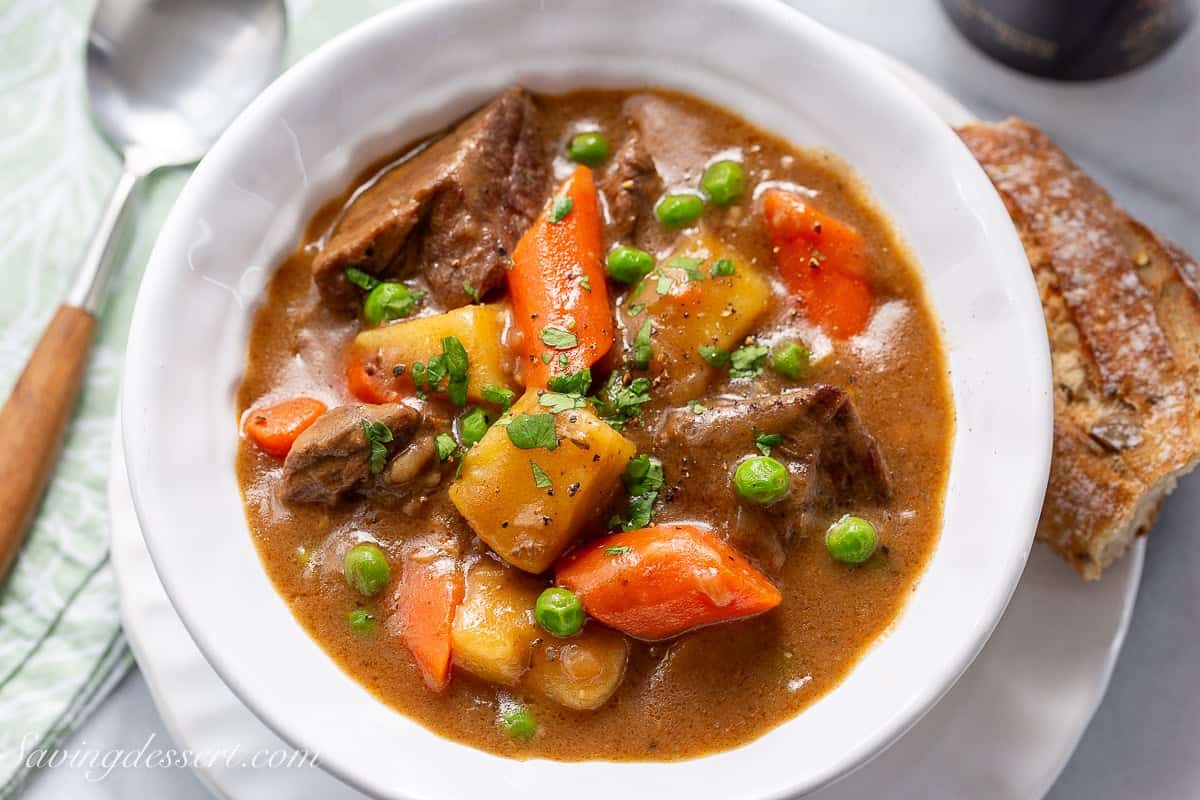 Guinness Beef Stew in a bowl.