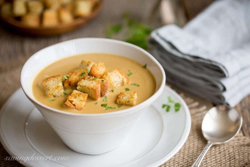 Leek and Potato Soup & homemade croutons