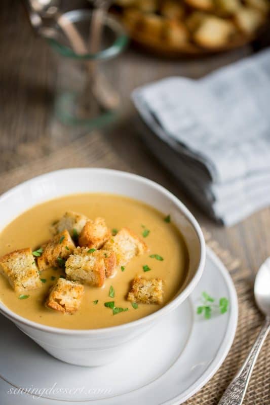 Leek and Potato Soup & homemade croutons