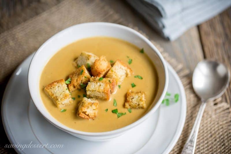 Leek and Potato Soup & homemade croutons