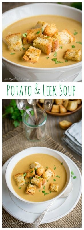 Potato & Leek Soup with Homemade Crutons