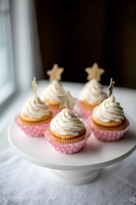 Tender White Cupcakes with Whipped Vanilla Buttercream