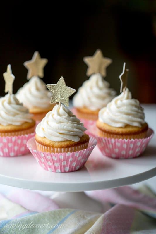 Tender White Cupcakes with Whipped Vanilla Buttercream