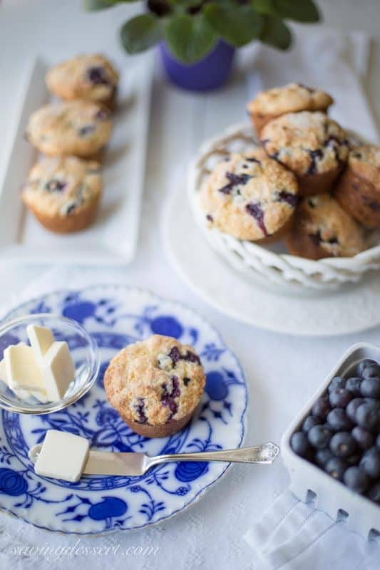 Classic Blueberry Muffins made amongst fresh juicy blueberries that don Classic Blueberry Muffins