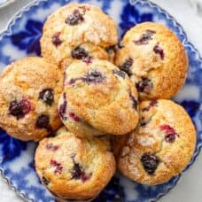 Blueberry muffins on a plate