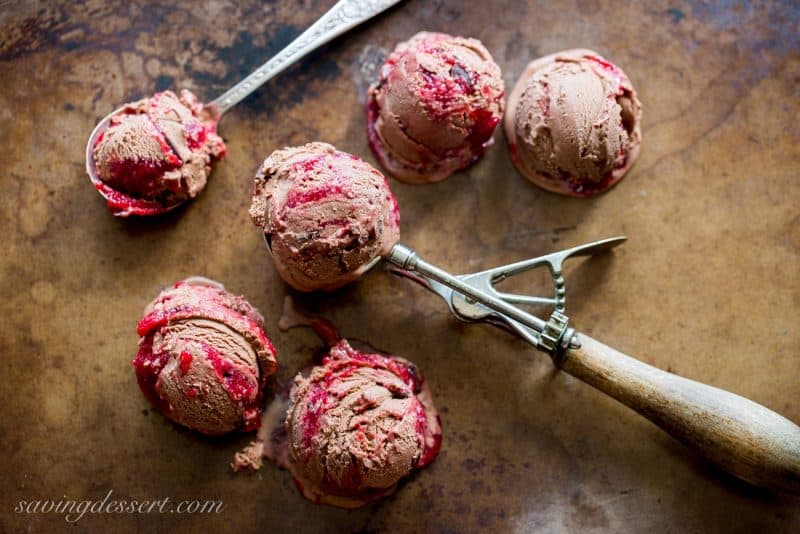 Chocolate Chocolate Chunk-Raspberry Swirl Ice Cream