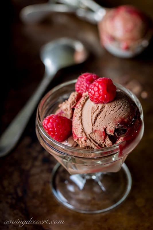 Chocolate Chocolate Chunk-Raspberry Swirl Ice Cream