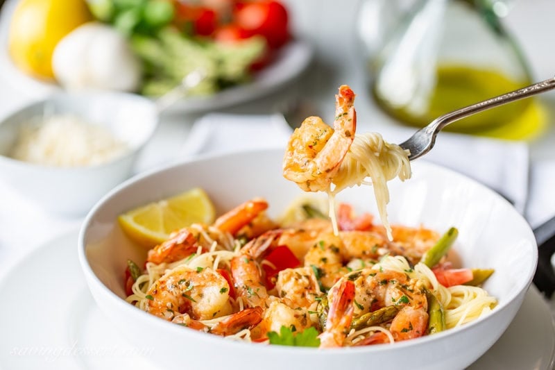 Shrimp Scampi amongst Asparagus together with Tomatoes Shrimp Scampi amongst Asparagus together with Tomatoes Shrimp Scampi amongst Asparagus together with Tomatoes