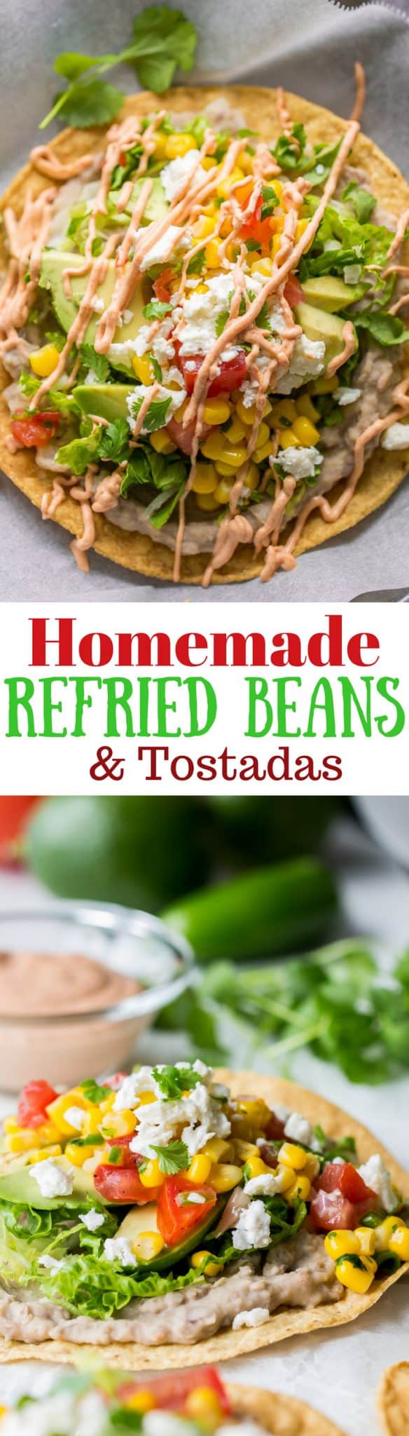 Creamy spicy Homemade Refried Beans. A wonderful side dish or great base for tacos, burritos, quesadillas, nachos or tostadas. www.savingdessert.com