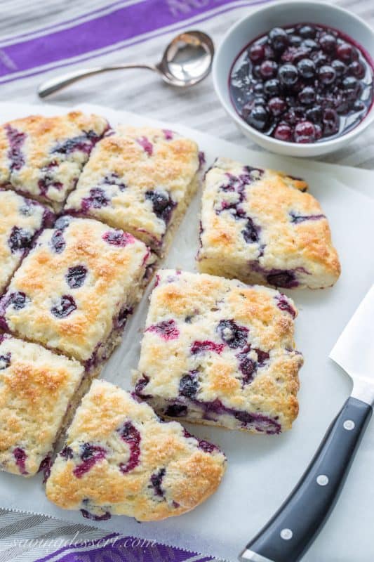 Blueberry Buttermilk Biscuits with a warm Blueberry Sauce