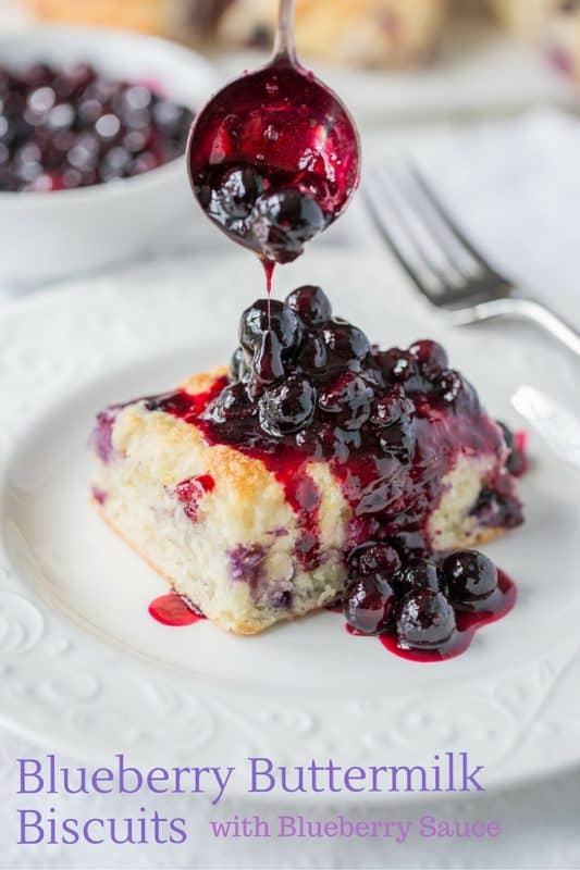 Blueberry Buttermilk Biscuits with a warm Blueberry Sauce