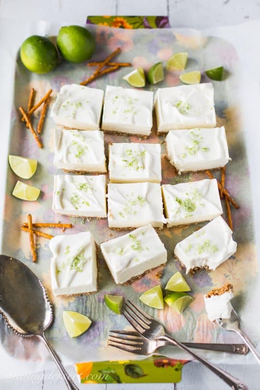 Dreamy & Creamy Margarita Pretzel Bars 