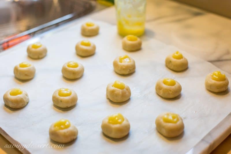 Lemon-Lime Shortbread Thumbprint Cookies filled with homemade Lemon Curd and topped with a simple Lime Icing