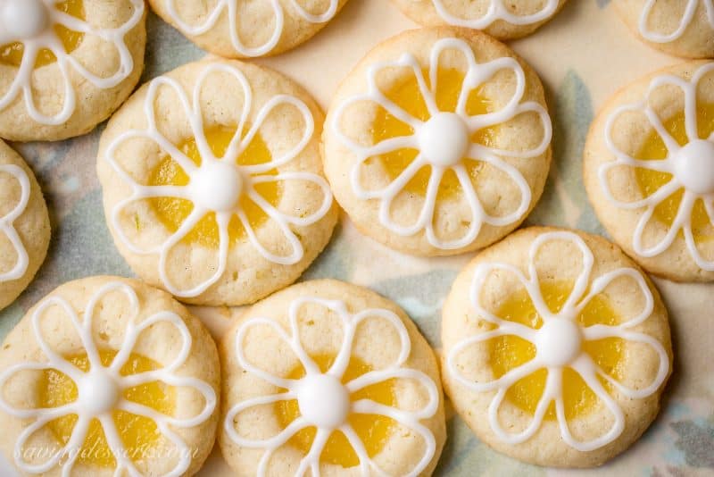 Lemon-Lime Shortbread Thumbprint Cookies filled with homemade Lemon Curd and topped with a simple Lime Icing