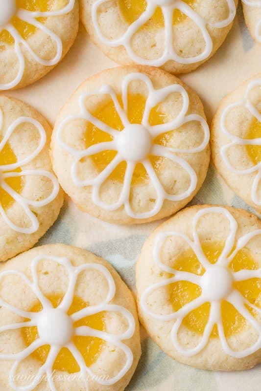 Lemon-Lime Shortbread Thumbprint Cookies filled with homemade Lemon Curd and topped with a simple Lime Icing