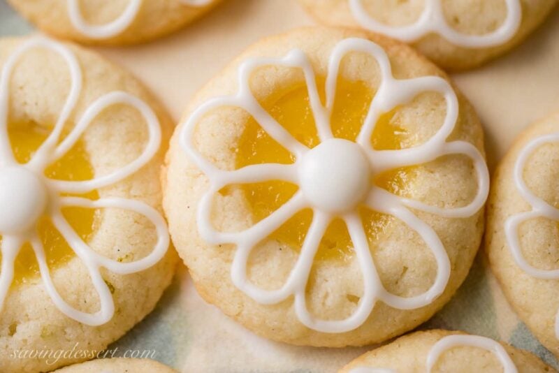 Lemon-Lime Shortbread Thumbprint Cookies filled with homemade Lemon Curd and topped with a simple Lime Icing